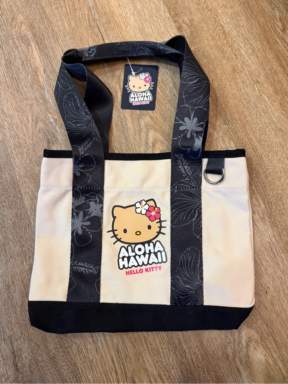 Hello Kitty Beige & Black Aloha Hawaii Canvas Tote